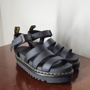 Doc Martens BLAIRE Leather Strap Black Sandals Size 8